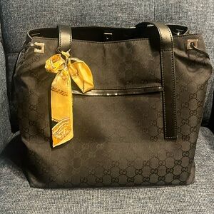 Large Black Gucci Monogram Tote